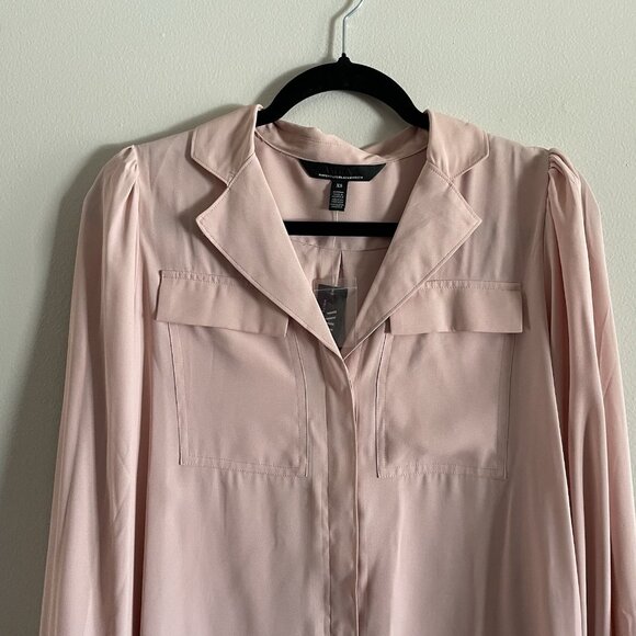 White House Black Market XS Pink Relaxed Button Front Long Sleeve Soft Shirt NWT - Picture 8 of 14
